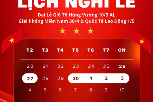THIÊN PHÁT TIẾN THÔNG BÁO LỊCH NGHỈ LỄ GIỖ TỔ HÙNG VƯƠNG 2026 VÀ 30/04 – 01/05